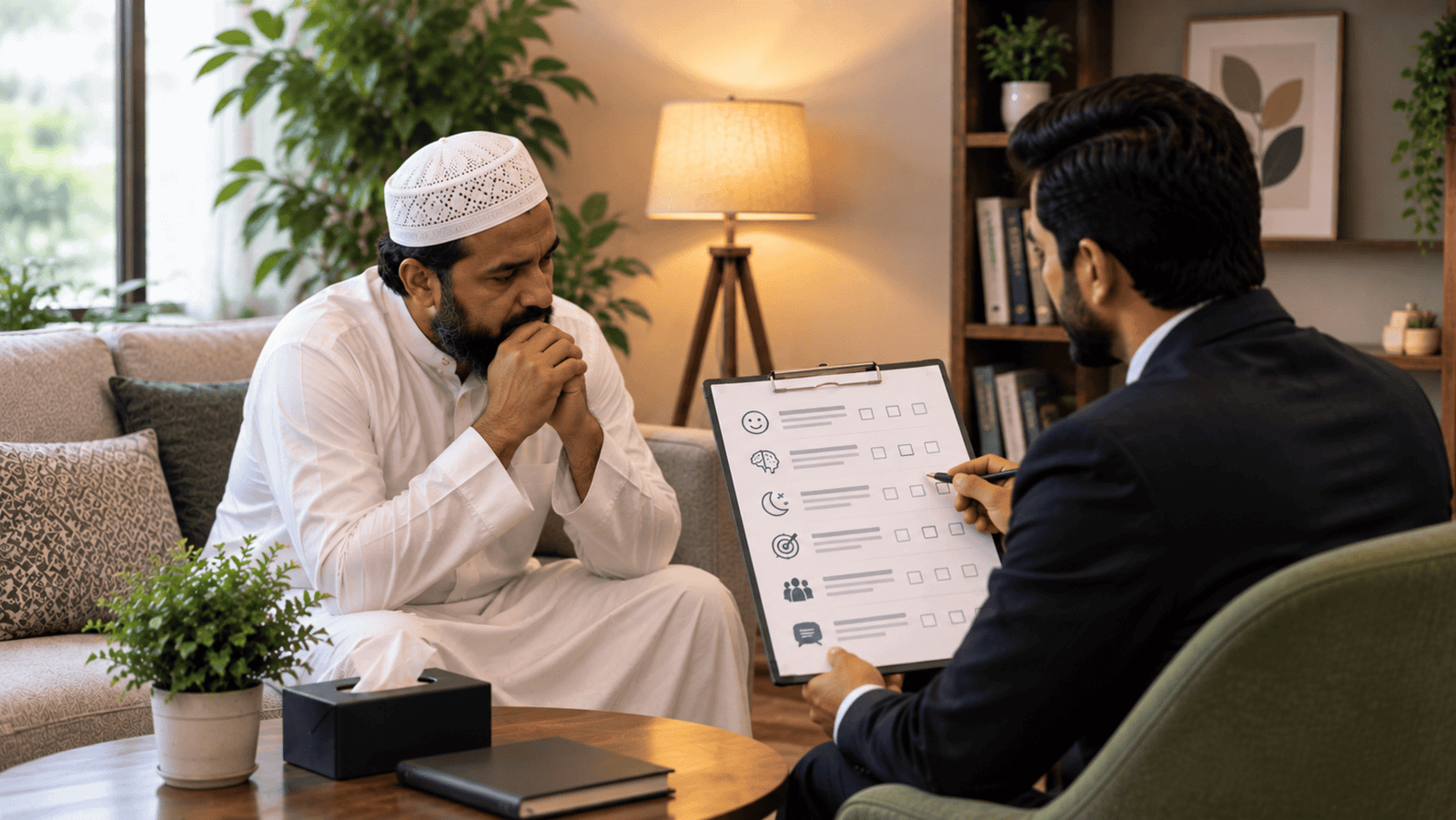 A one-to-one mental health counselling session